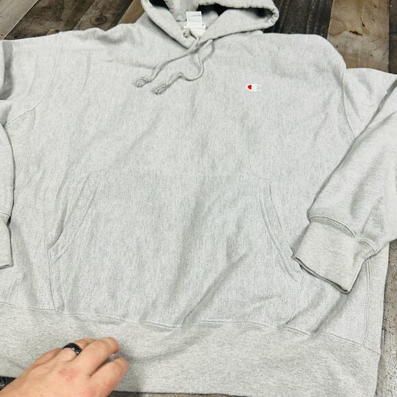 Champion Reverse Weave Hoodie Mens 2XL Gray Pullover Vintage Blank 90s Heavy - Picture 7 of 13